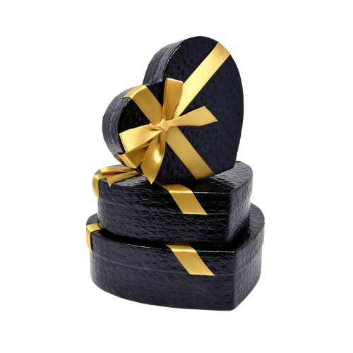 Deluxe Black & Gold Heart Shaped Gift Box