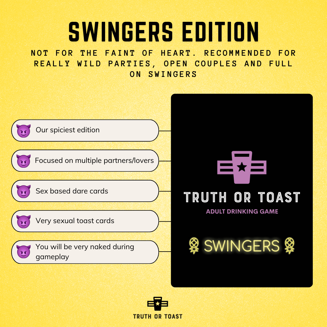 Truth or Toast Swingers | #1 Card Game for Adults in the Lifestyle, Crazy Parties, NSFW Fun, Sexy Fun and Adventurous Couples