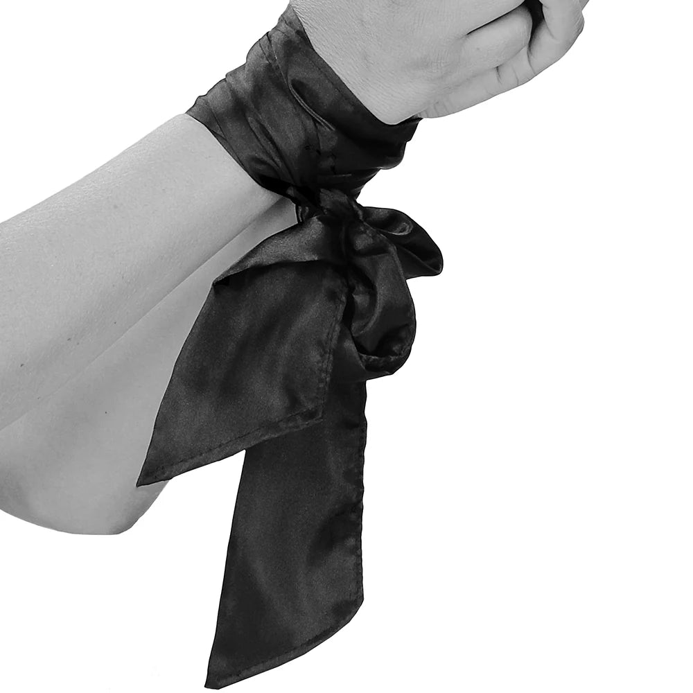 Premium Black & White Silk Bondage Tie