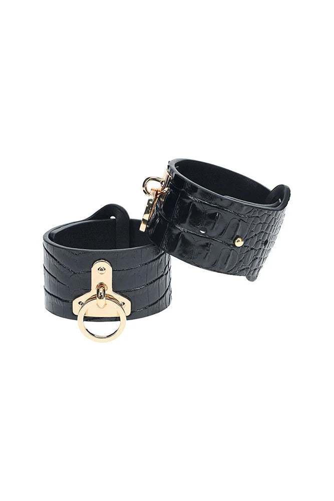 Ouch! Gold & Black Luxury Leather Cuffs