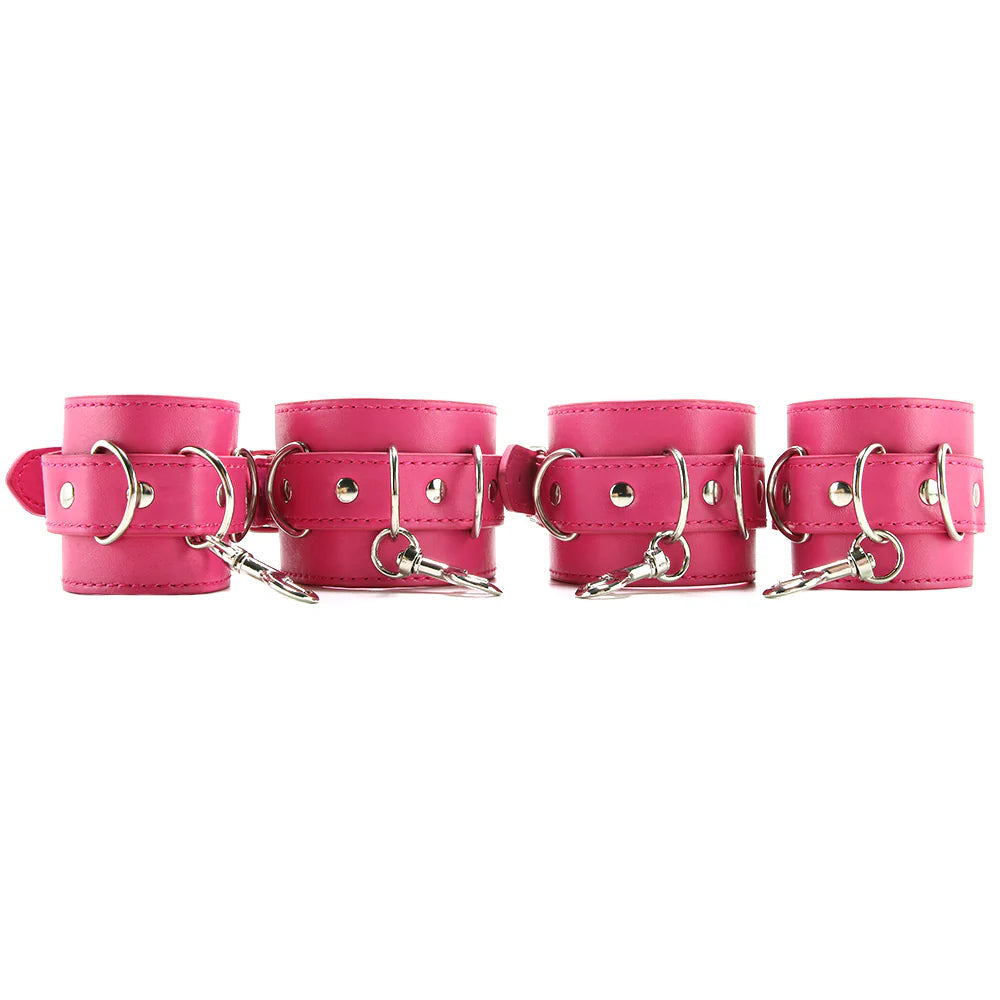 Pink Leather Hand and Ankle Cuffs