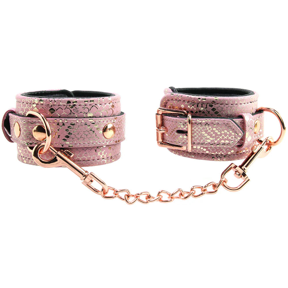 Pink Snake Skin Luxury Locking Handcuffs