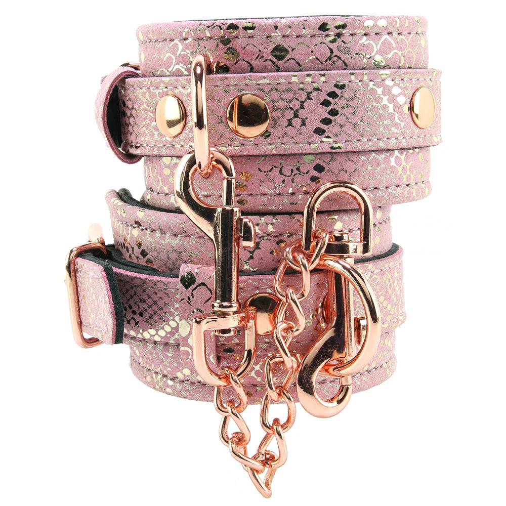 Pink Snake Skin Luxury Locking Handcuffs