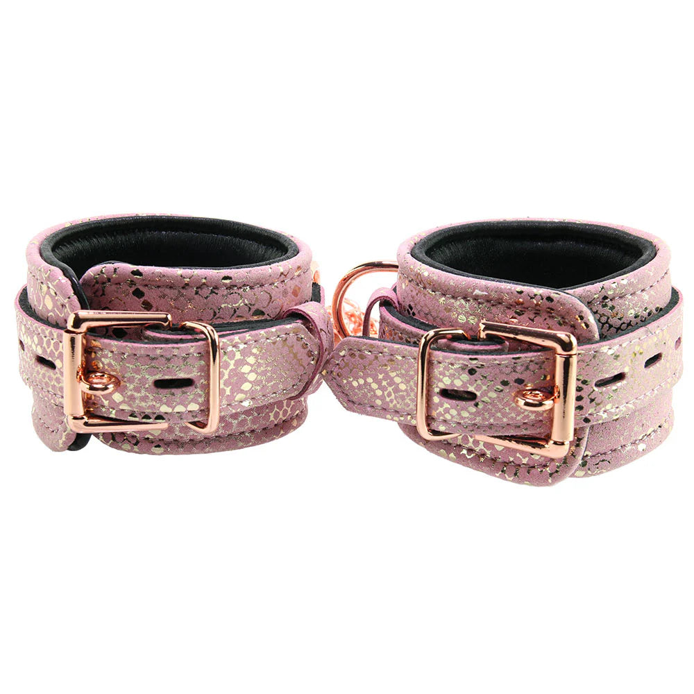 Pink Snake Skin Luxury Locking Handcuffs