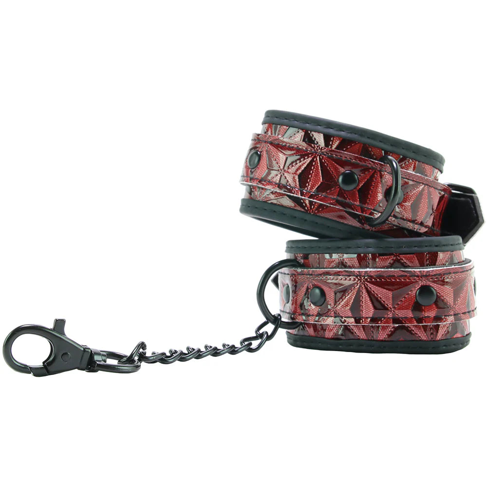 Luxury Red Diamond Leather Ankle Cuffs